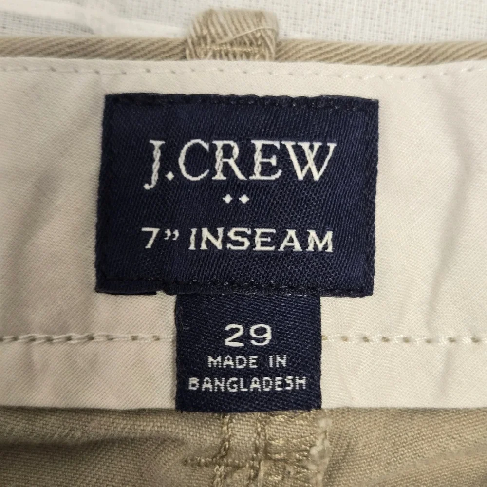 J.Crew Mens Khaki Tan Cotton Twill Chino Shorts 7 Inch Inseam Size 29